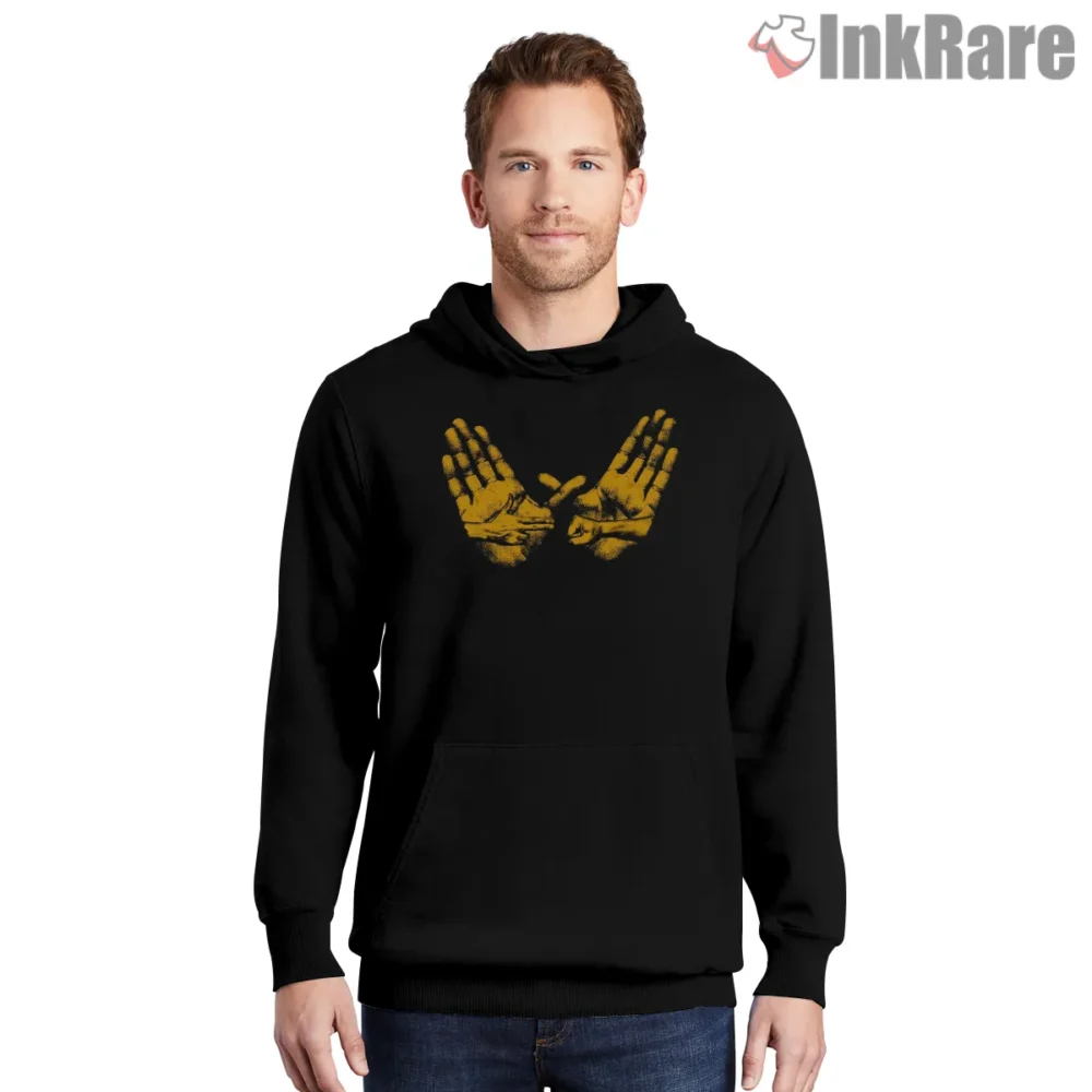 Wu Tang And Run The Jewels Hands Tribute Shirt on black hoodie for men graphic tee