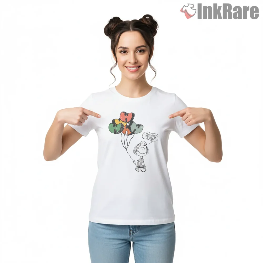 Wu Tang Balloon Bundle Kid Sketch Art Shirt on white short sleeve shirt for women graphic tee