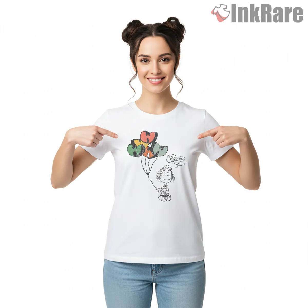Wu Tang Balloon Bundle Kid Sketch Art Short Sleeve White Wu Tang Balloon Bundle Kid Sketch Art Shirt on white short sleeve shirt for women graphic tee