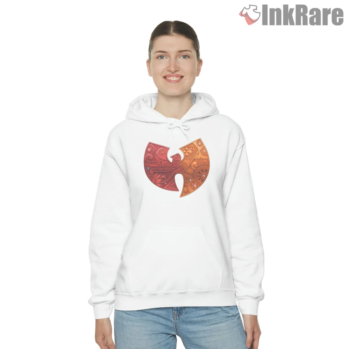 Wu Tang Bandana Paisley Ornate Emblem Hoodie White Wu Tang Bandana Paisley Ornate Emblem Shirt on white hoodie for women graphic tee