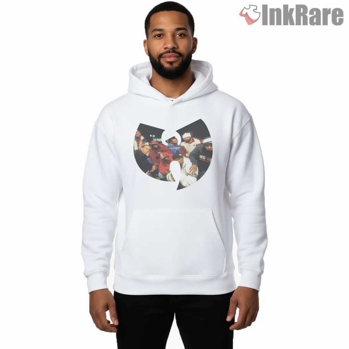 Wu Tang Clan Block Party Photo Logo Shirt on white hoodie for men graphic tee