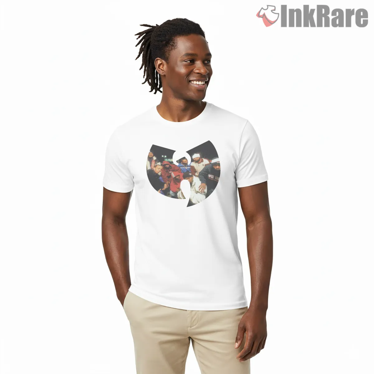 Wu Tang Clan Block Party Photo Logo Short Sleeve White Wu Tang Clan Block Party Photo Logo Shirt on white short sleeve shirt for men graphic tee