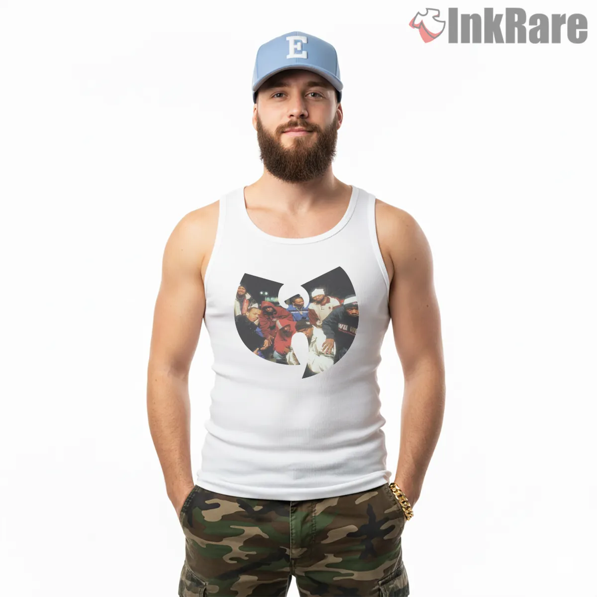 Wu Tang Clan Block Party Photo Logo Tank Top White Wu Tang Clan Block Party Photo Logo Shirt on white tank top for men graphic tee