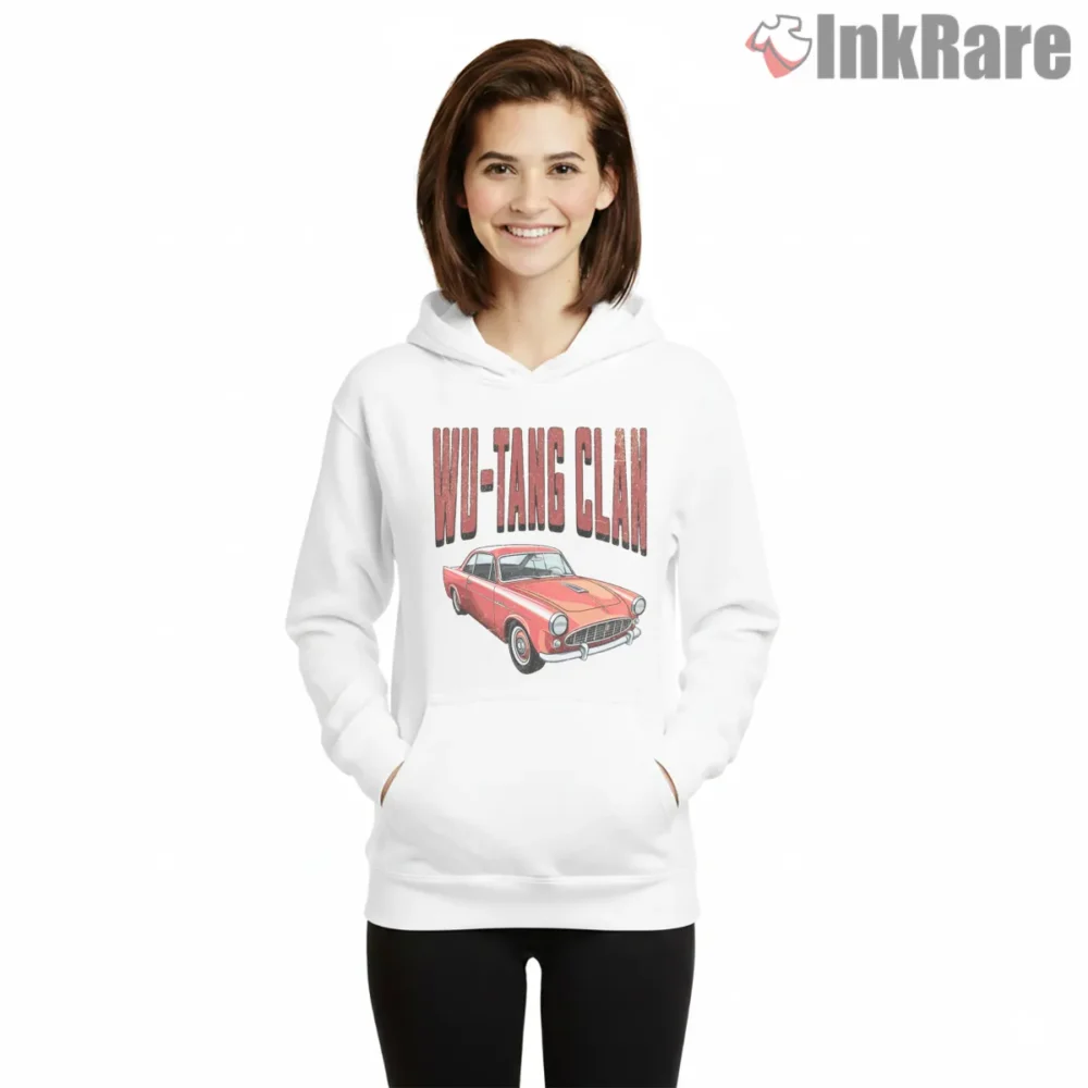 Wu Tang Clan Classic Red Car Cruiser Shirt on white hoodie for women graphic tee