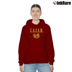 Women’s Wu Tang Clan Cream Logo Hip Hop Cozy Hoodie in maroon | Warm, Structured, Stylish