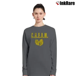 Women’s Wu Tang Clan Cream Logo Hip Hop Long-Sleeve Top in charcoal | Sleek, Versatile, All-Season