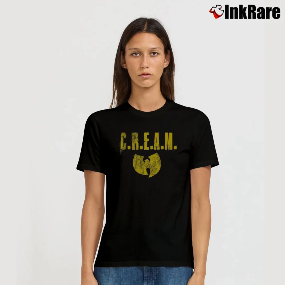 Women’s Wu Tang Clan Cream Underground Hip Hop Signature T-Shirt in black | Soft, Flattering Fit