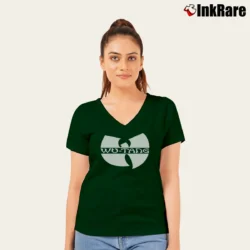 Women’s Wu - tang Classic Logo Hardcore V-Neck Tee in forest green | Chic Neckline, Soft Texture