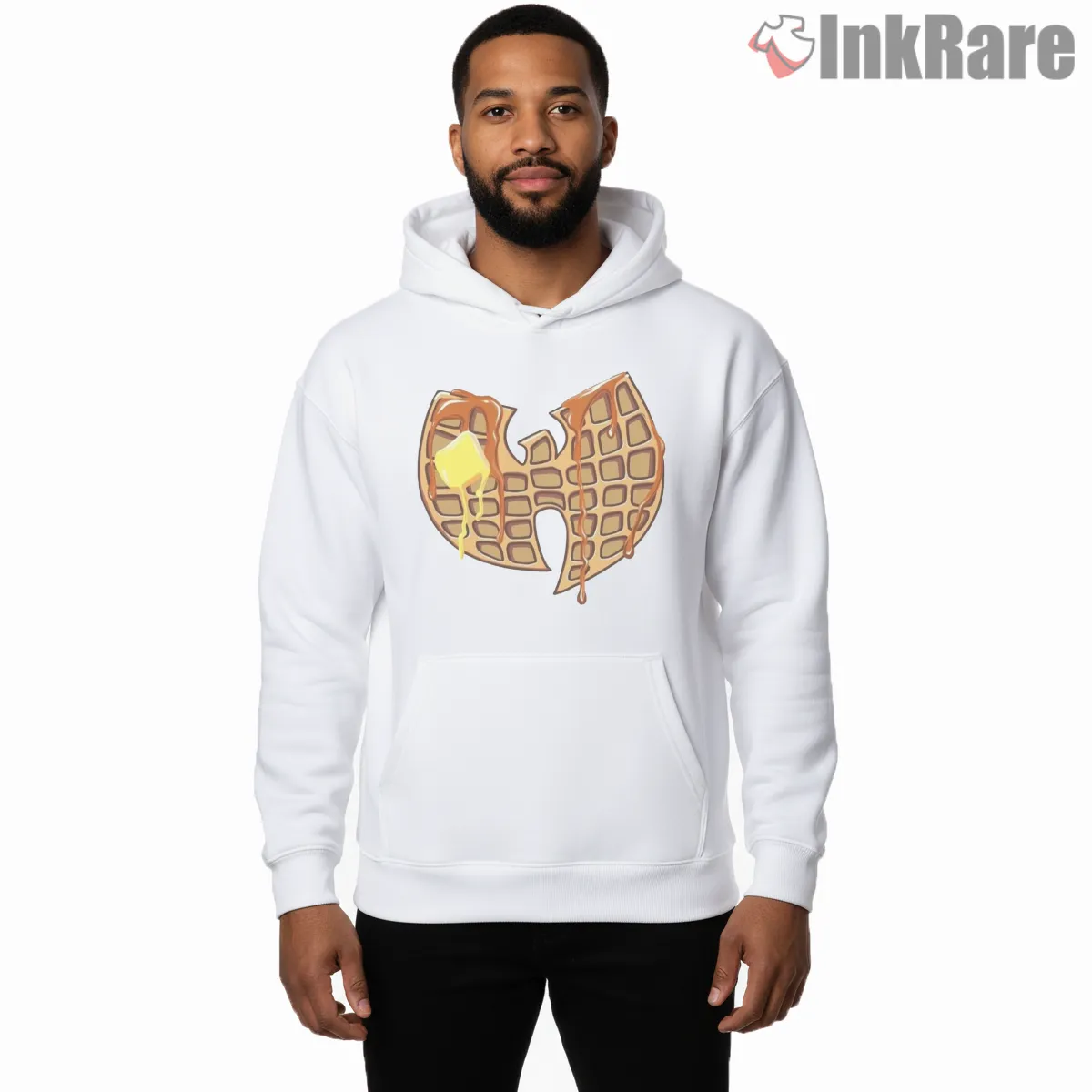 Wu Tang Cream Waffle Syrup Drip Breakfast Shirt on white hoodie for men graphic tee
