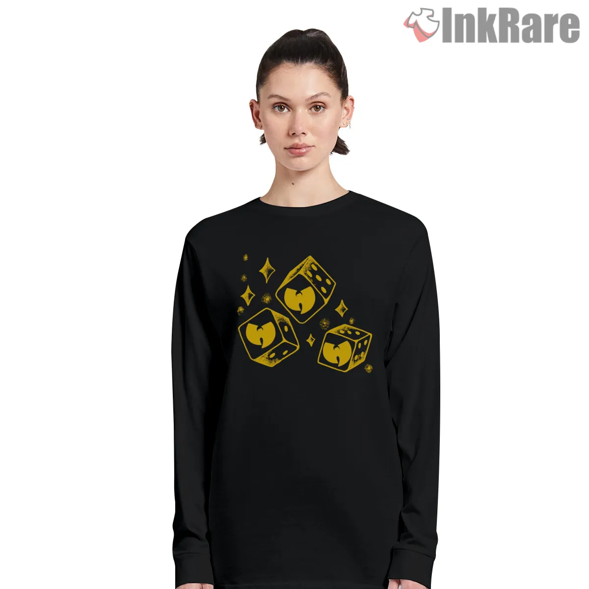 Wu Tang Dice Luck Logo Long Sleeve Black Wu Tang Dice Luck Logo Shirt on black long sleeve shirt for women graphic tee
