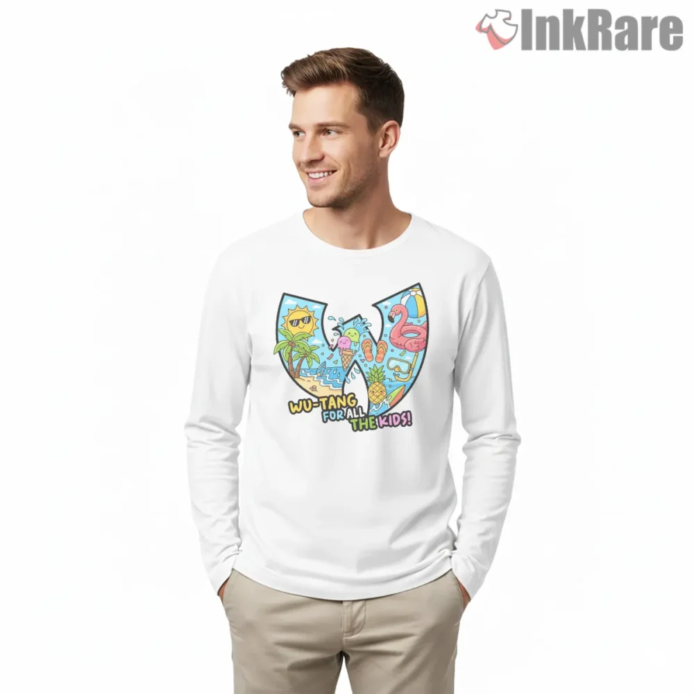 Wu Tang For The Kids Summer Vacation Shirt on white long sleeve shirt for men graphic tee