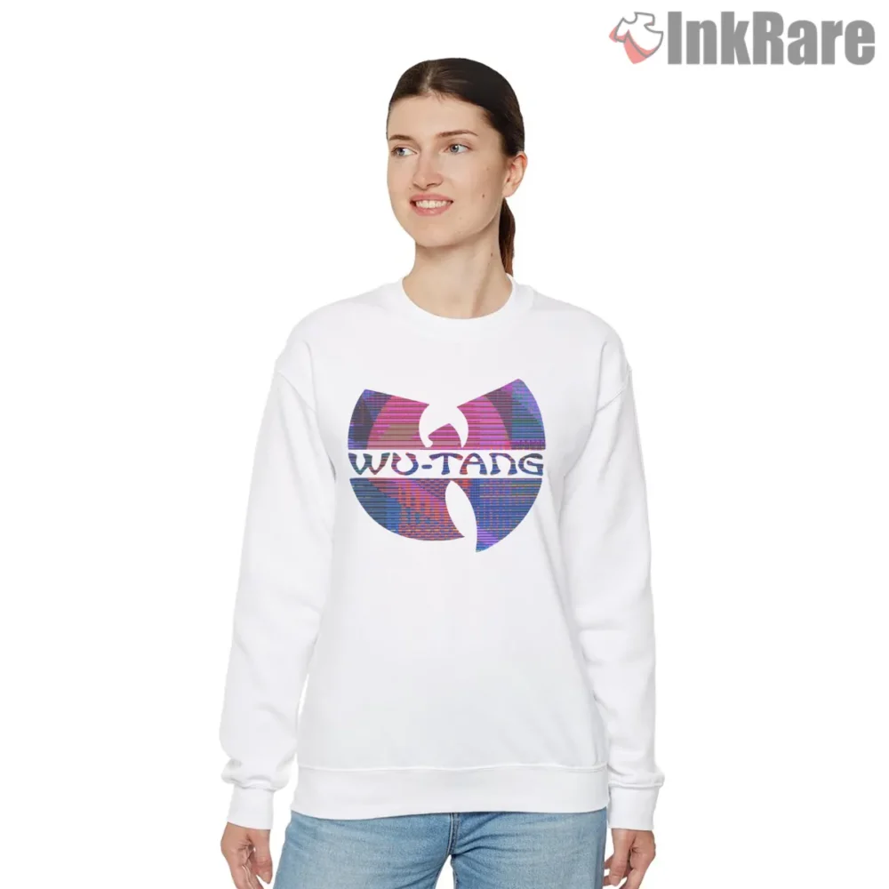 Wu Tang Glitch Scanline Logo Shirt on graphic shirt for women graphic tee