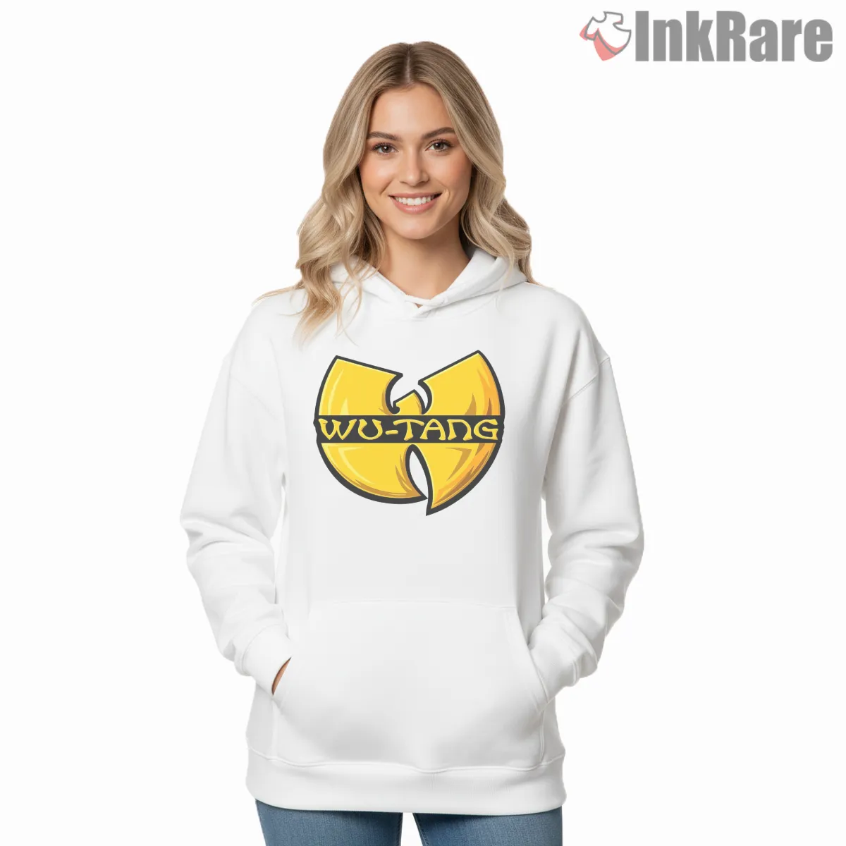 Wu Tang Golden Legacy Gloss Logo Hoodie White Wu Tang Golden Legacy Gloss Logo Shirt on white hoodie for women graphic tee