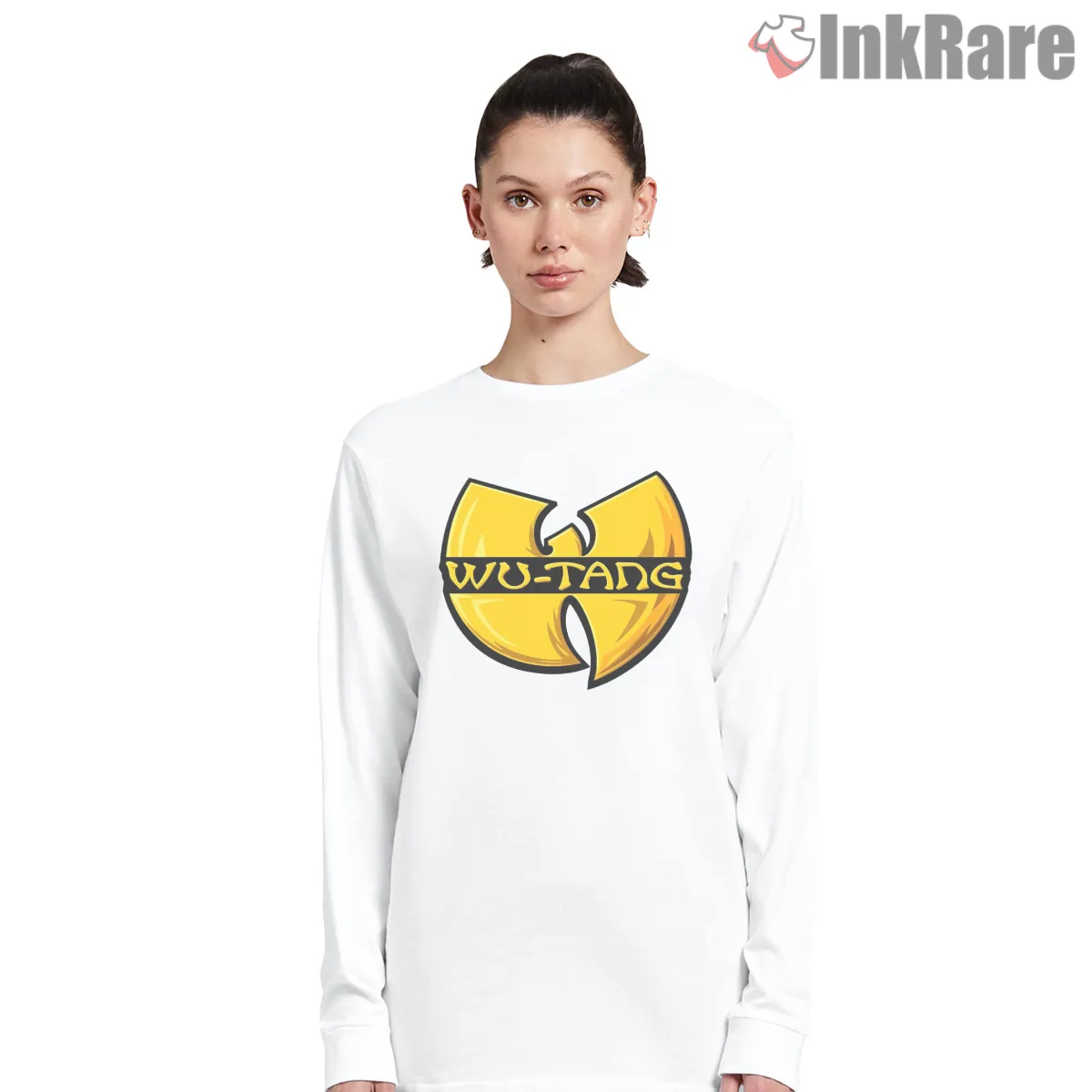 Wu Tang Golden Legacy Gloss Logo Long Sleeve White Wu Tang Golden Legacy Gloss Logo Shirt on white long sleeve shirt for women graphic tee