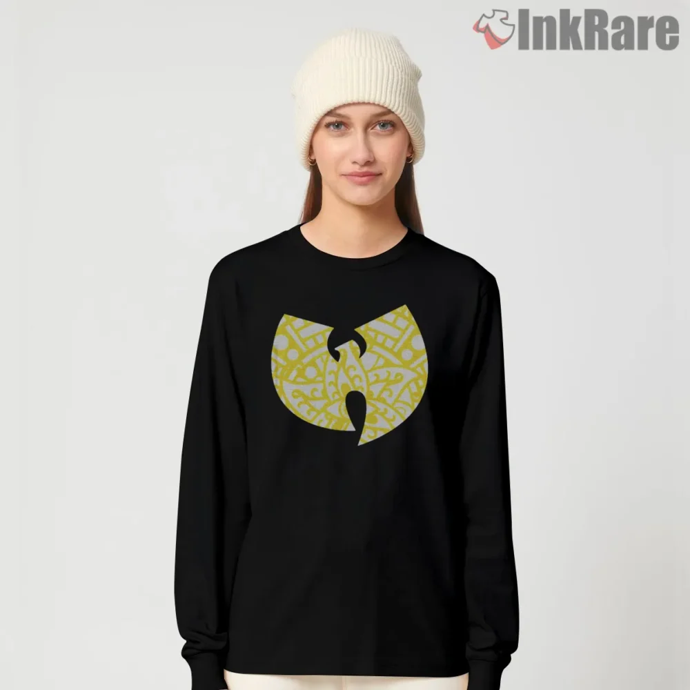 Wu Tang Hamsa Hand Good Luck Pattern Logo Shirt on black long sleeve shirt for women graphic tee