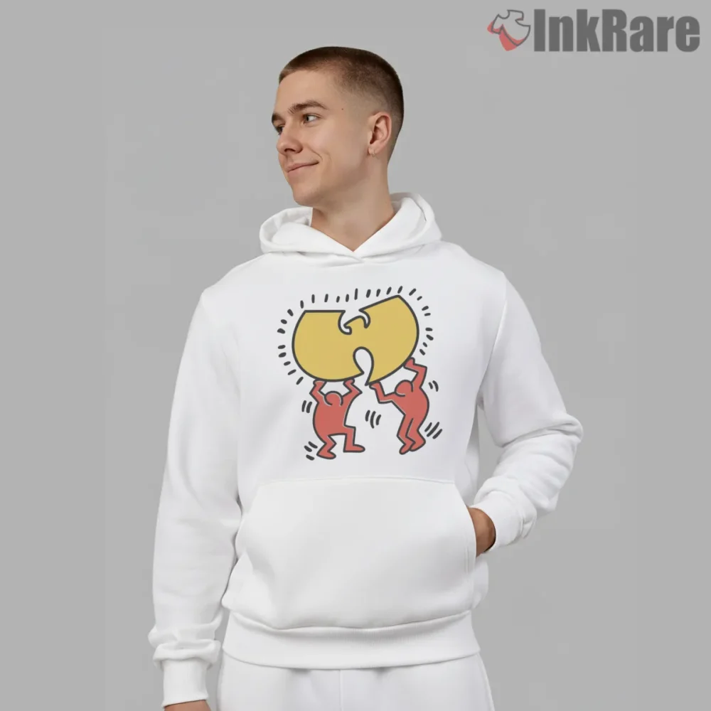 Wu Tang Haring Style Dance Figures Shirt on white hoodie for men graphic tee
