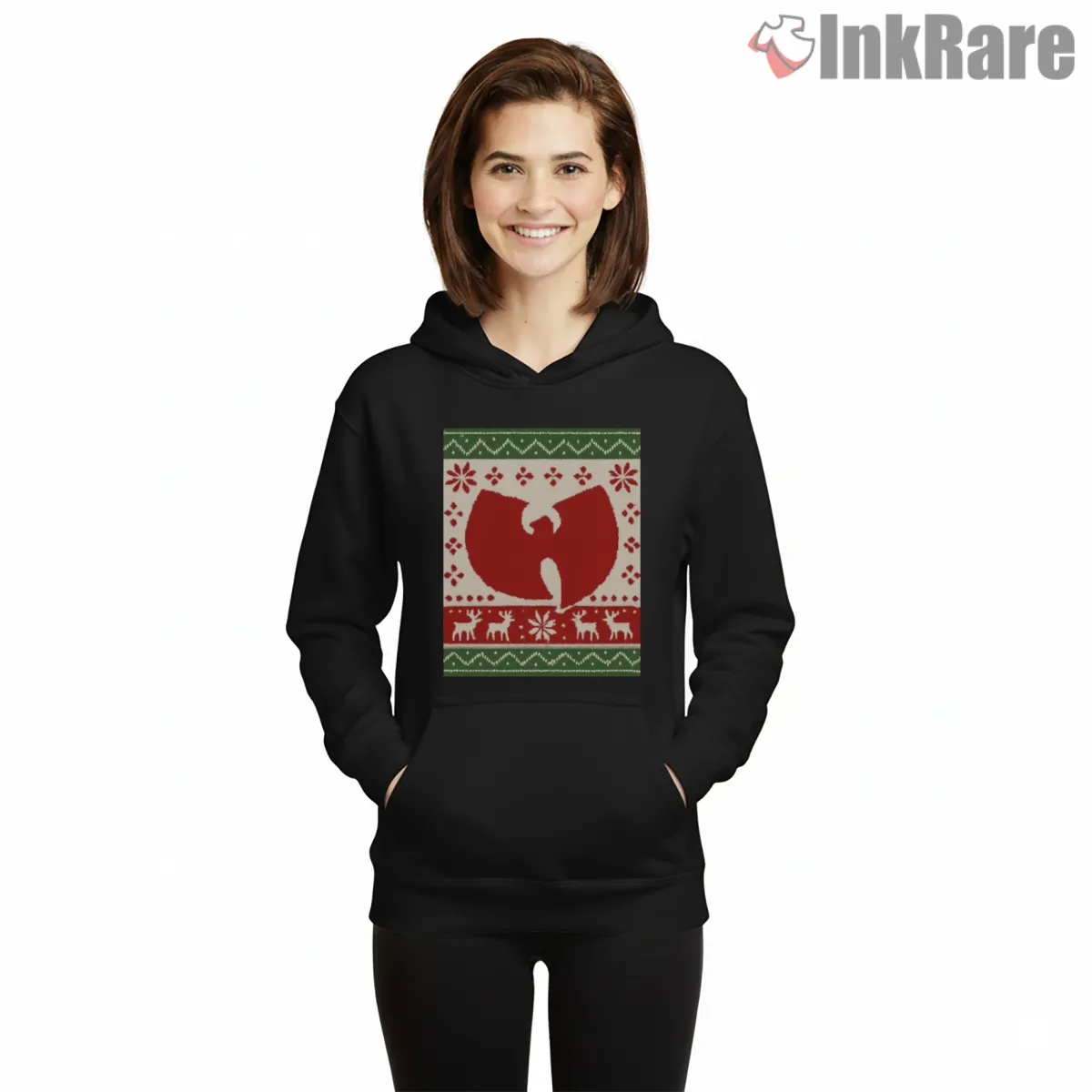 Wu Tang Holiday Knit Pattern Ugly Christmas Hoodie Black Wu Tang Holiday Knit Pattern Ugly Christmas Shirt on black hoodie for women graphic tee