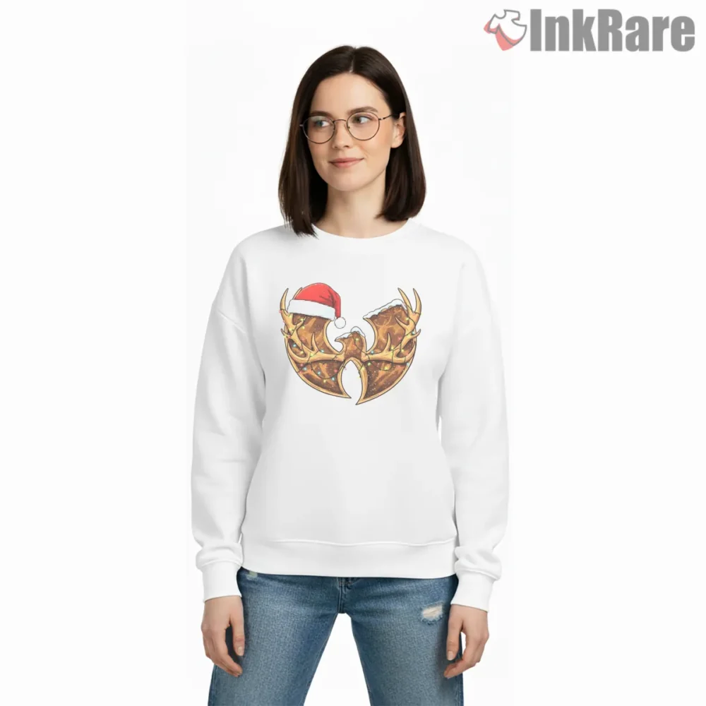 Wu Tang Holiday Reindeer Antlers Santa Hat Shirt on graphic shirt for women graphic tee