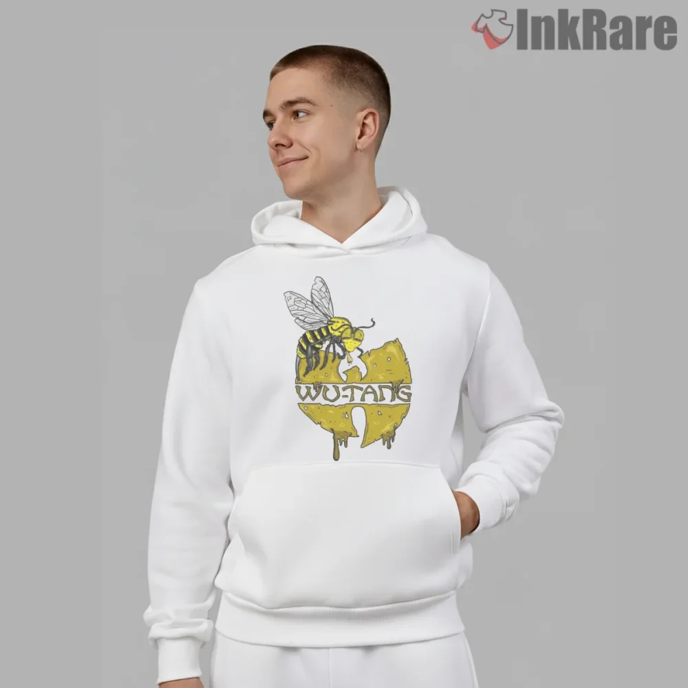 Wu Tang Honey Bee Drip Logo Shirt on white hoodie for men graphic tee