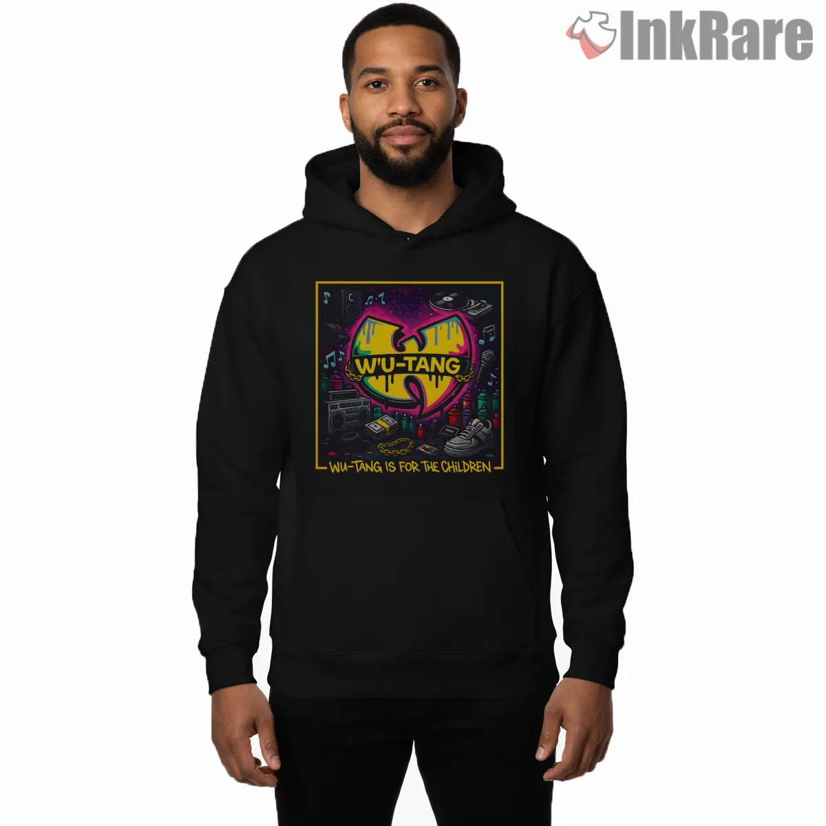 Wu Tang Is For The Children Boombox Poster Shirt on black hoodie for men graphic tee