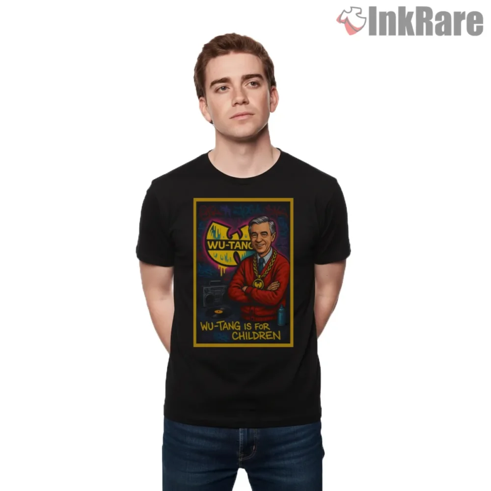 Wu Tang Is For The Children Vintage Host Tribute Shirt on black short sleeve shirt for men graphic tee