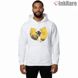 Wu Tang Kanagawa Wave Gold Ink Art Shirt on white hoodie for men graphic tee