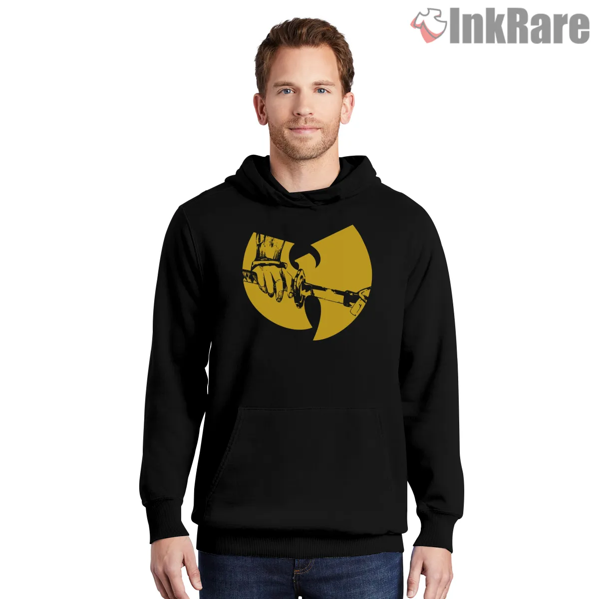 Wu Tang Katana Blade Silhouette Shirt on black hoodie for men graphic tee