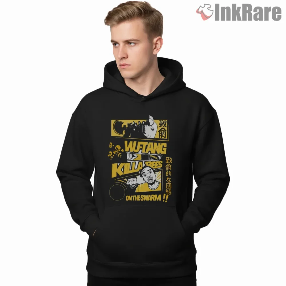 Wu Tang Killa Bees On The Swarm Graphic Shirt on black hoodie for men graphic tee