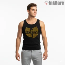 Wu Tang Legacy Pattern Emblem Shirt on black tank top for men graphic tee