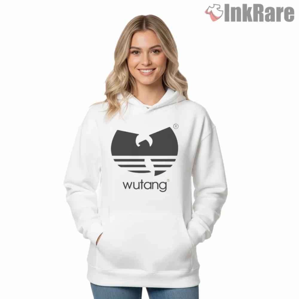 Wu Tang Minimal Black Street Stripe Shirt on white hoodie for women graphic tee