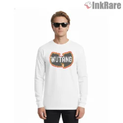 Wu Tang Pixel Heart 8 Bit Logo Shirt on white long sleeve shirt for men graphic tee