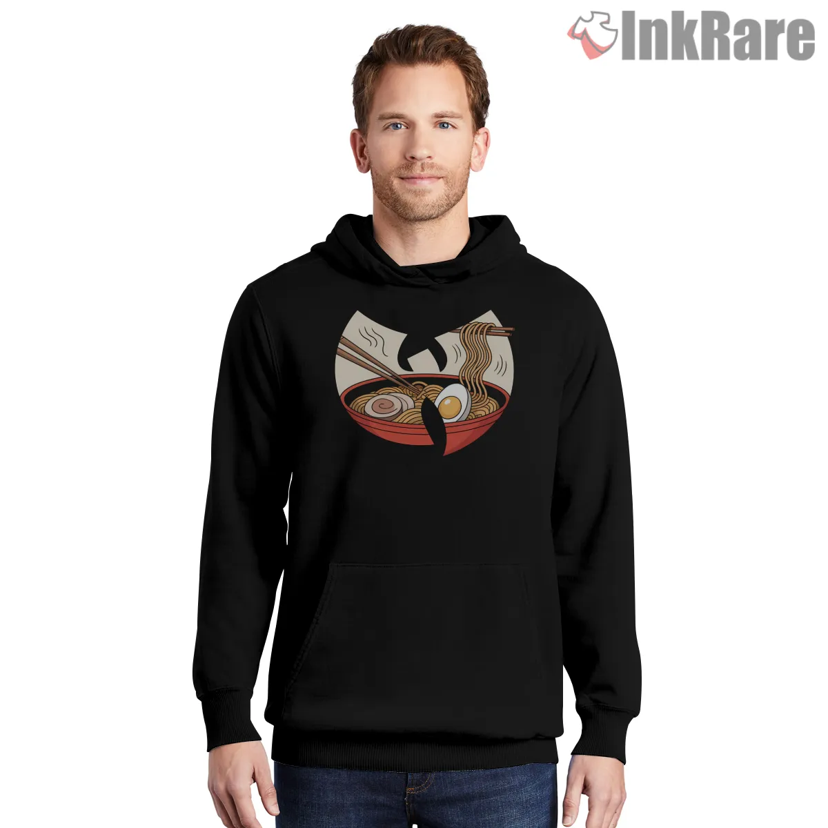 Wu Tang Ramen Bowl And Chopsticks Shirt on black hoodie for men graphic tee