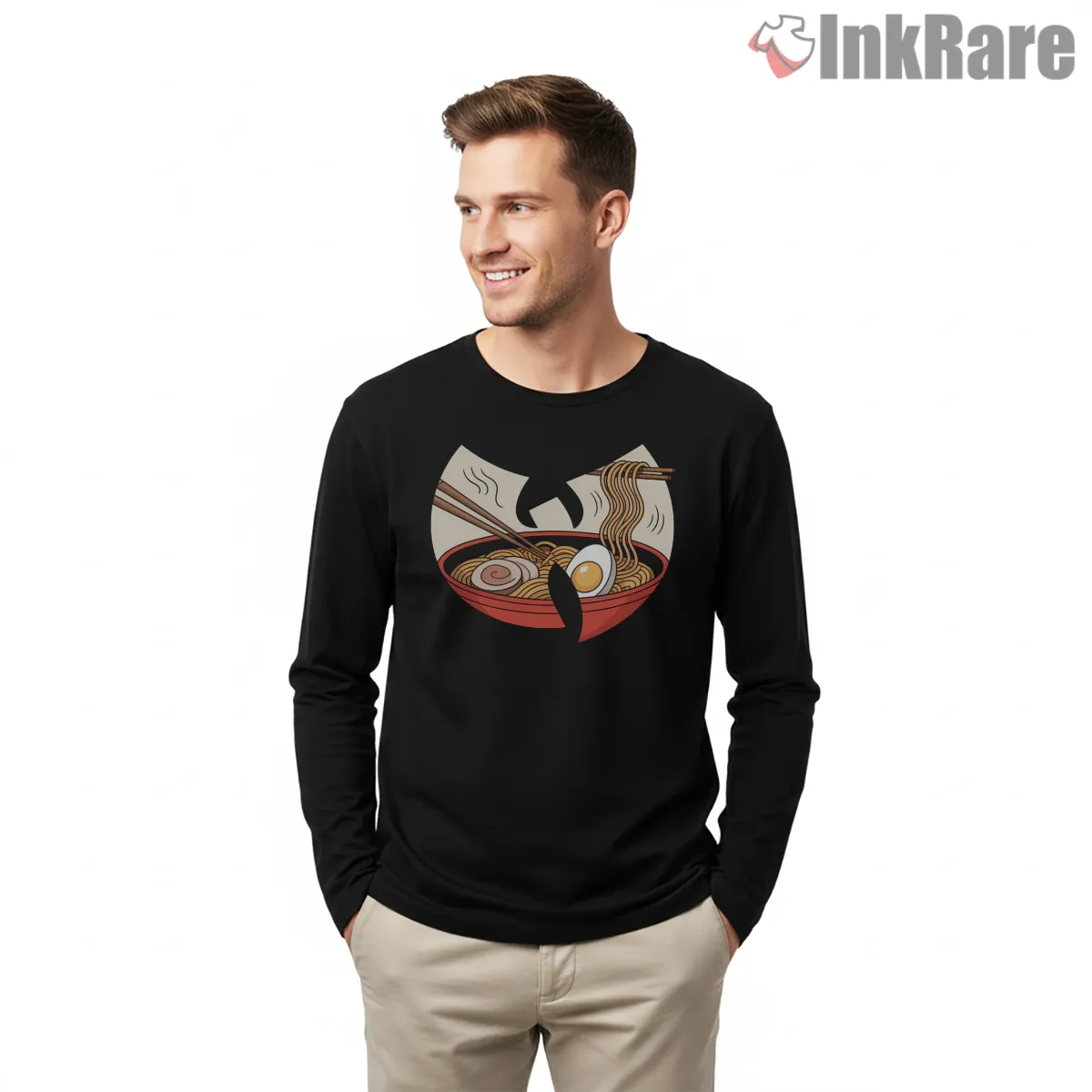 Wu Tang Ramen Bowl And Chopsticks Long Sleeve Black Wu Tang Ramen Bowl And Chopsticks Shirt on black long sleeve shirt for men graphic tee