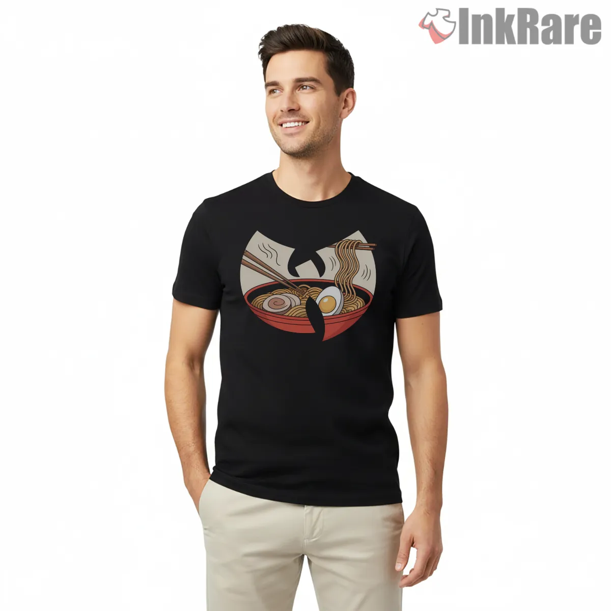 Wu Tang Ramen Bowl And Chopsticks Short Sleeve Black Wu Tang Ramen Bowl And Chopsticks Shirt on black short sleeve shirt for men graphic tee