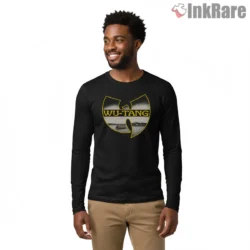 Wu Tang River Ferry Photo Emblem Shirt on black long sleeve shirt for men graphic tee