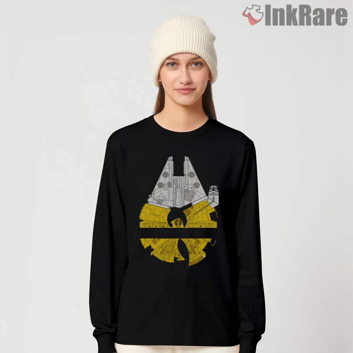 Wu Tang Spacecraft Blueprint Long Sleeve Black Wu Tang Spacecraft Blueprint Shirt on black long sleeve shirt for women graphic tee