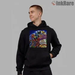 Wu Tang The Saga Continues Comic Collage Shirt on black hoodie for men graphic tee