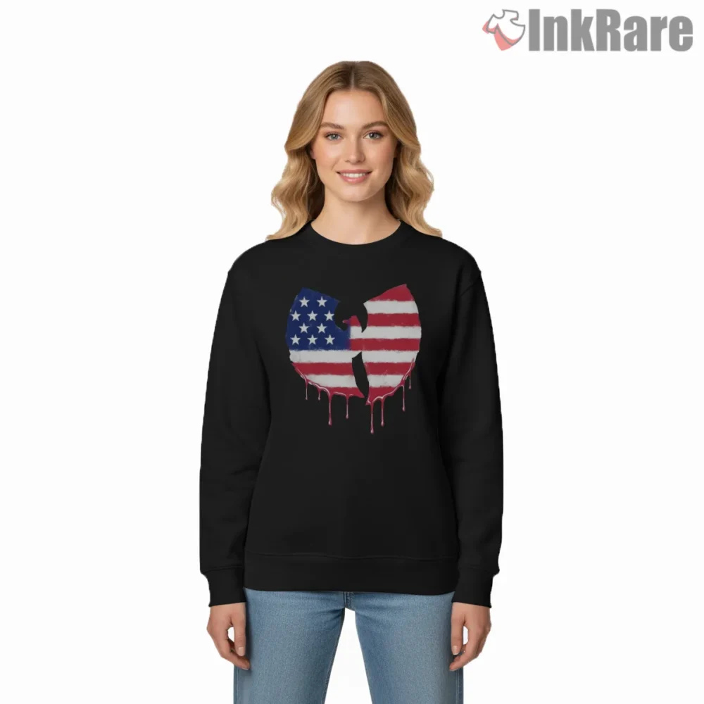 Wu Tang Usa Flag Drip Logo Shirt on graphic shirt for women graphic tee