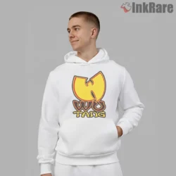 Wu Tang Yellow Vintage Outline Logo Shirt on white hoodie for men graphic tee