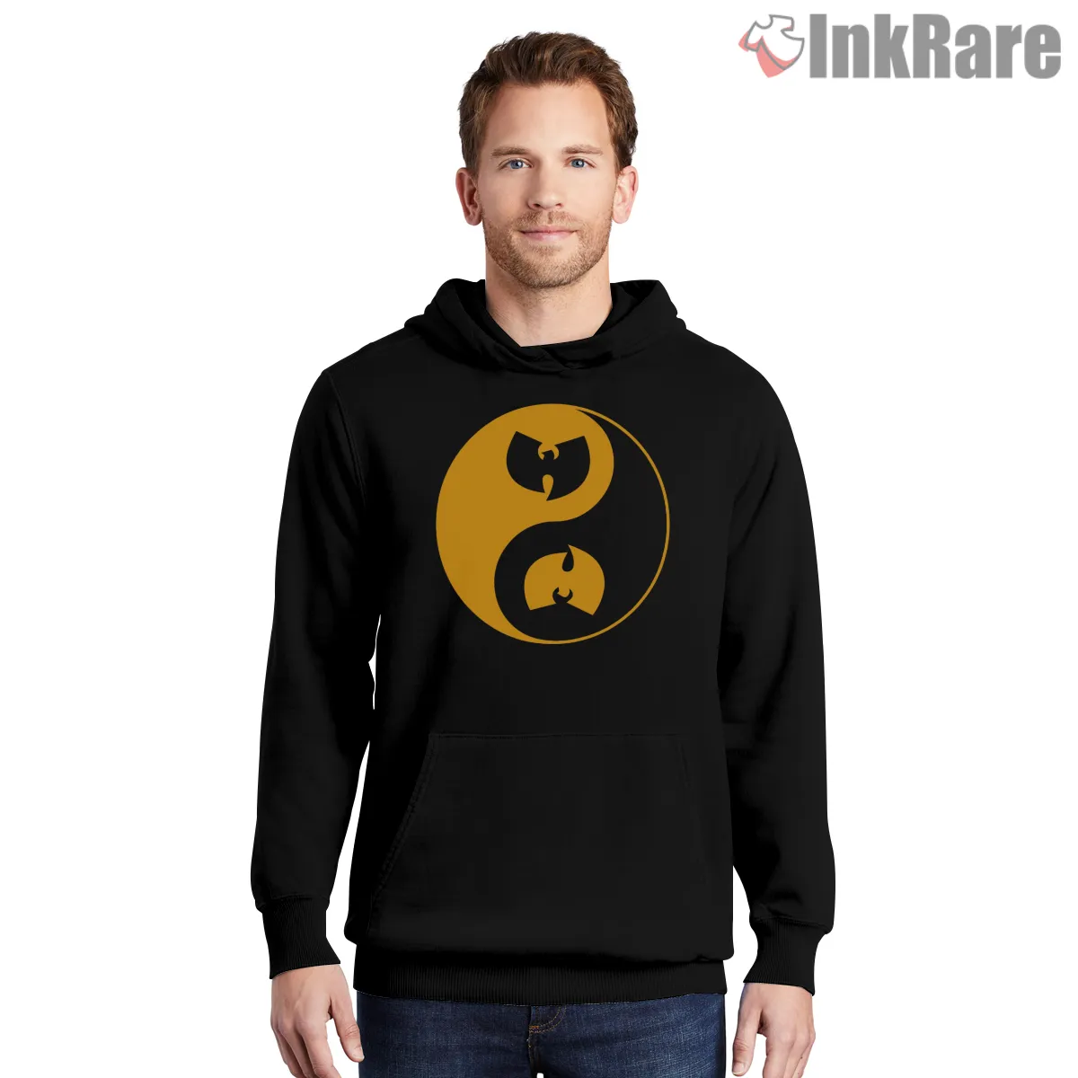 Wu Tang Yin Yang Dual Emblem Shirt on black hoodie for men graphic tee