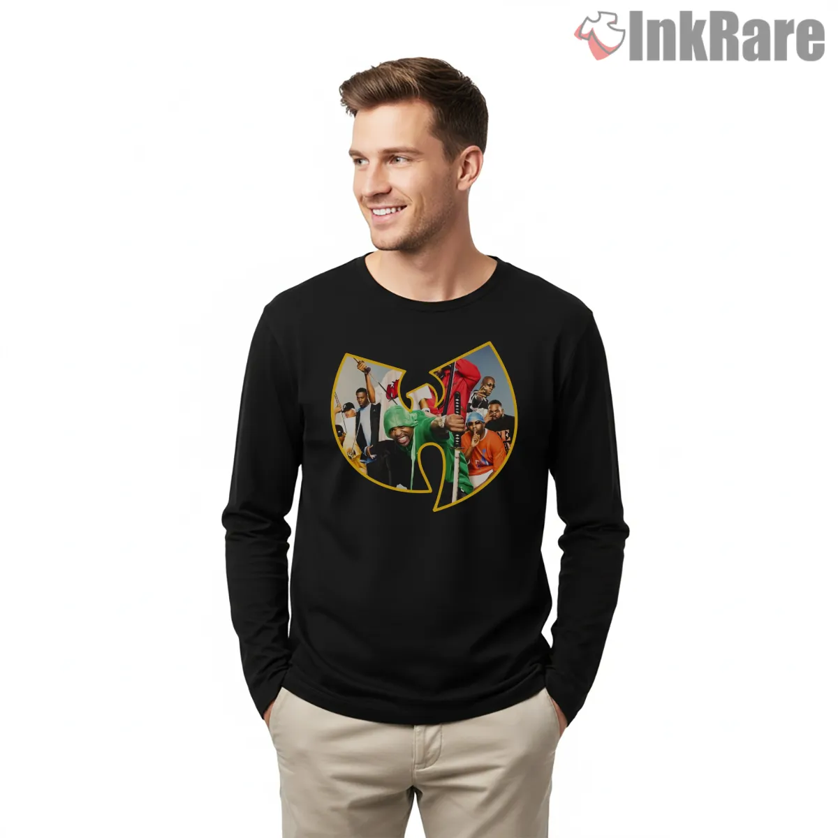 Wu Team Elite Sword Collage Long Sleeve Black Wu Team Elite Sword Collage Shirt on black long sleeve shirt for men graphic tee