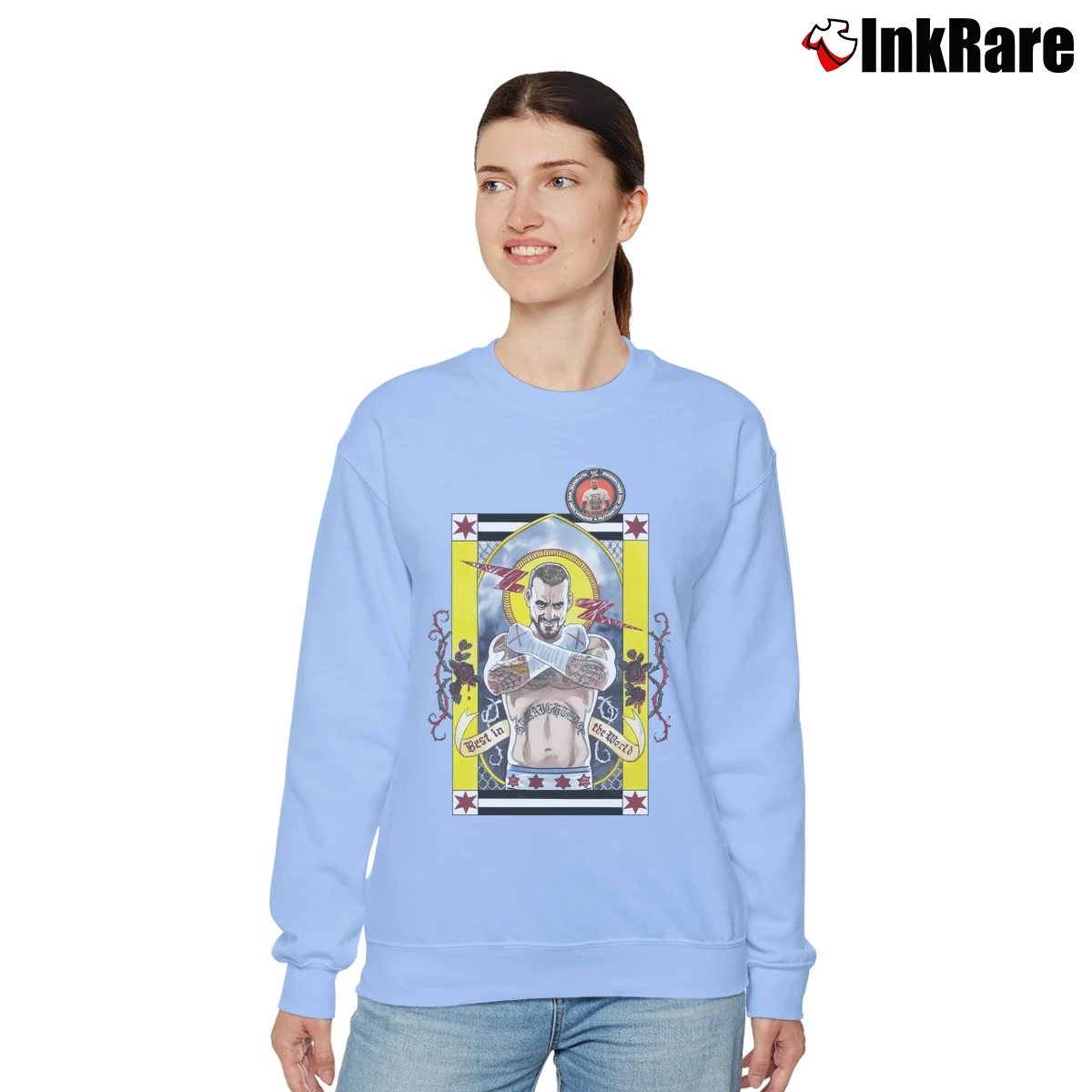 Wwe Cm Punk Women’s Relaxed Sweatshirt in light blue – Cozy Casual Women’s Wwe Cm Punk Relaxed Sweatshirt in light blue | Soft, Laid-Back Vibe