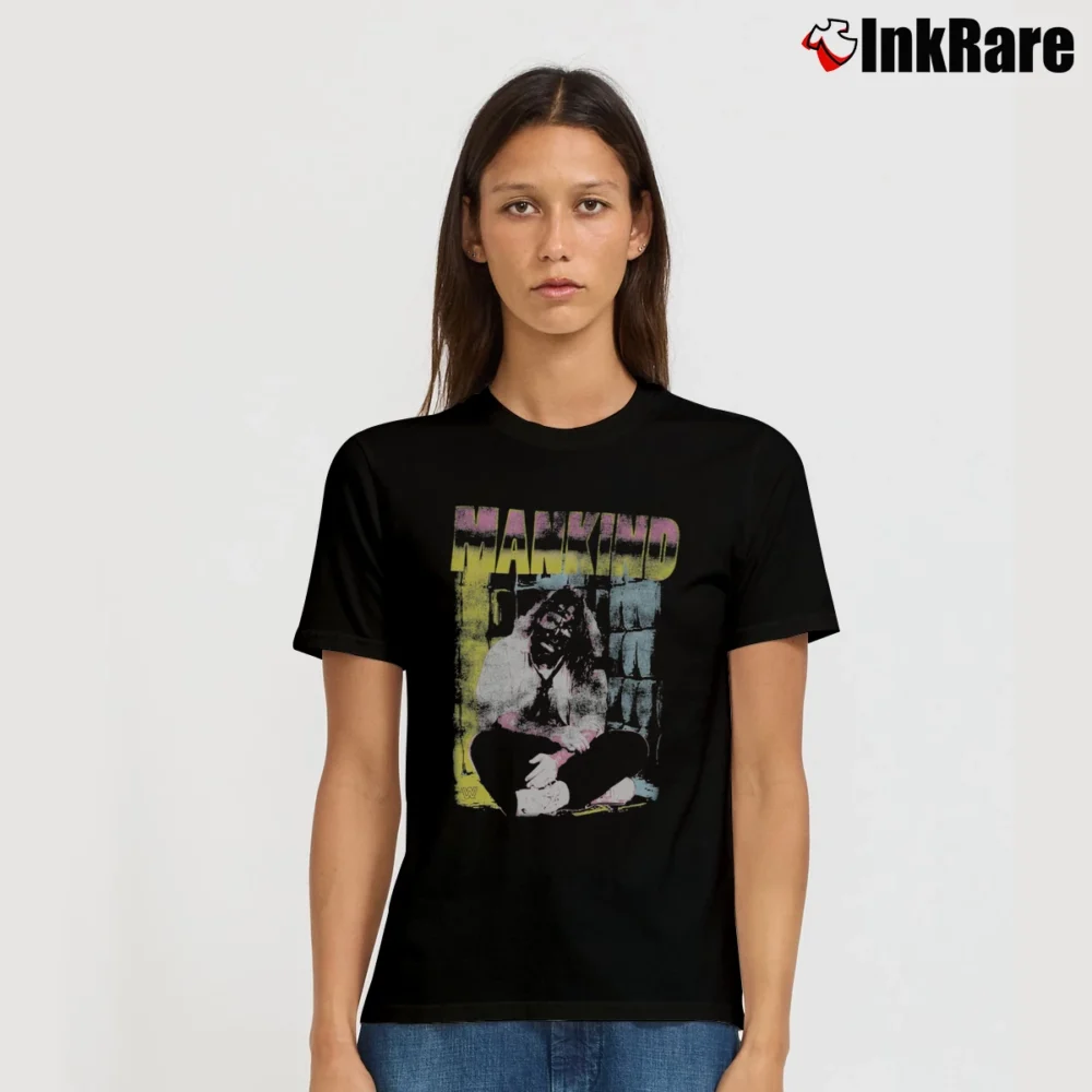 Women’s Wwe Mankind Retro Wrestling Signature T-Shirt in black | Soft, Flattering Fit