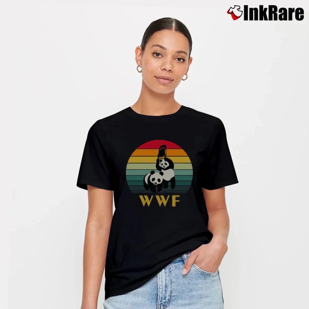 Women’s Wwf Panda Retro Sports Classic Signature T-Shirt in black | Soft, Flattering Fit