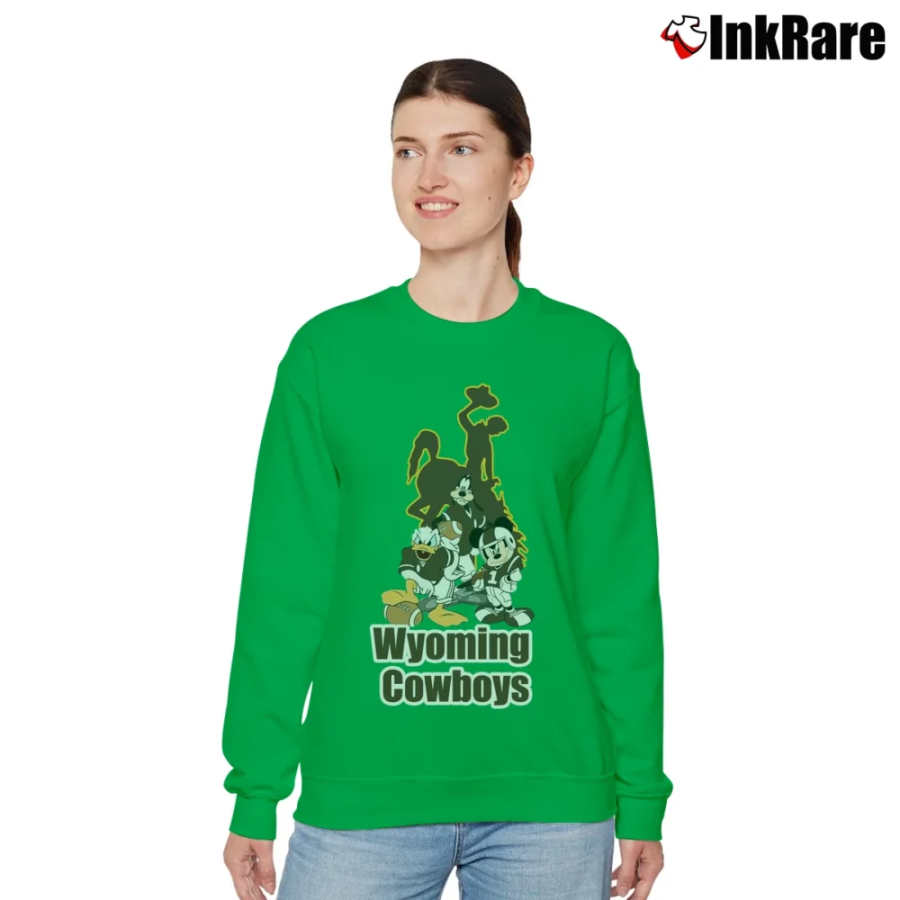 Women’s Wyoming Cowboys Mickey Mouse Christmas Relaxed Sweatshirt in irish green | Soft, Laid-Back Vibe