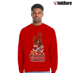 Men’s Wyoming Cowboys Mickey Mouse Christmas Crewneck Sweatshirt in red | Cozy Fabric, Clean Style