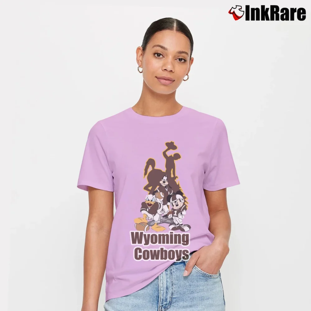 Women’s Wyoming Cowboys Mickey Mouse Christmas Signature T-Shirt in light pink | Soft, Flattering Fit
