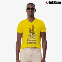 Men’s Wyoming Cowboys Mickey Mouse Christmas V-Neck Tee in yellow | Sharp, Breathable, Everyday Staple