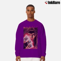 Men’s X - men Gambit Card Poster Marvel Long-Sleeve Shirt in purple | Sleek, Lightweight, Year-Round Wear