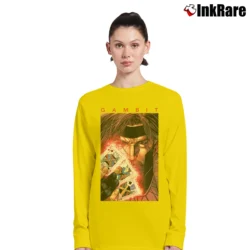 Women’s X - men Gambit Card Poster Marvel Long-Sleeve Top in yellow | Sleek, Versatile, All-Season
